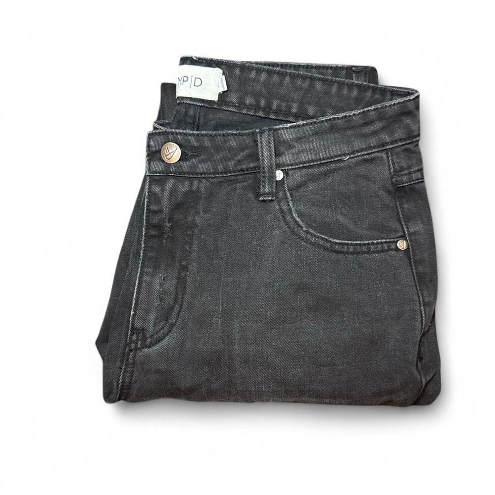 NEW MINKPINK x MP|D Black Distressed Fray Slim Boyfriend Cropped Denim — MEDIUM - Picture 8 of 8
